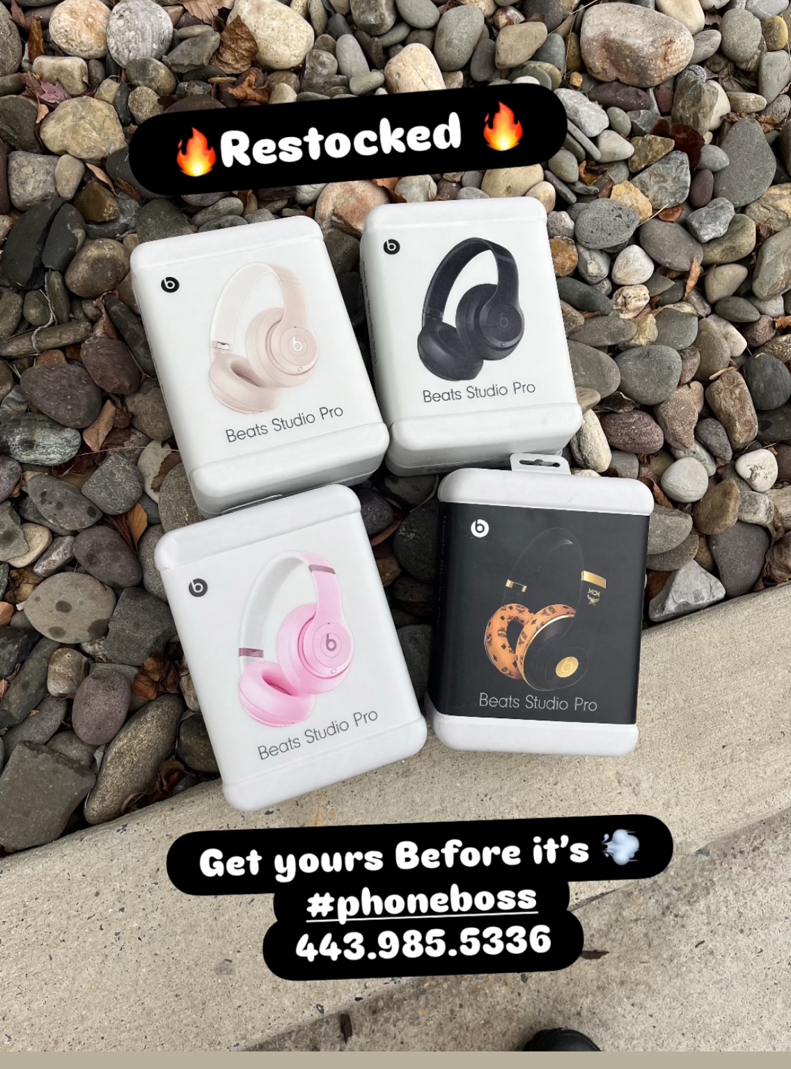 Wireless earbuds and accessories displayed for sale