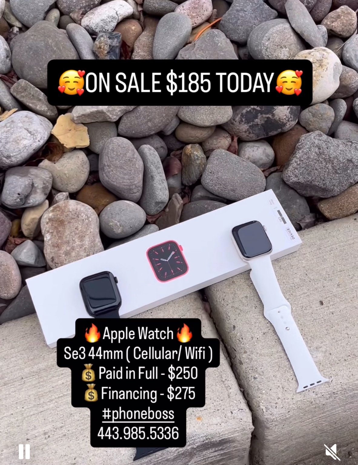 Smart watches displayed outdoors