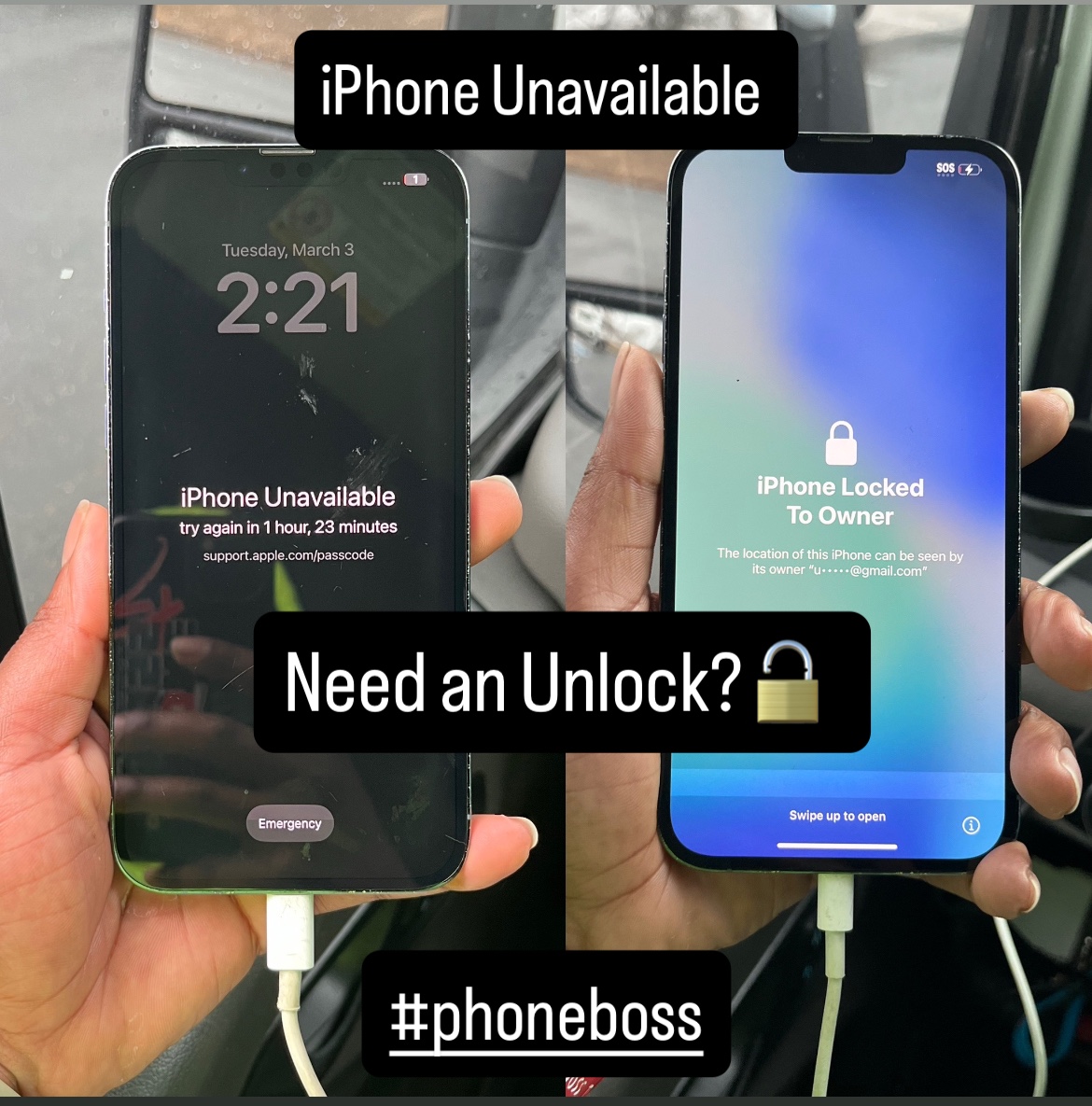 Two locked iPhones brought in for unlock help